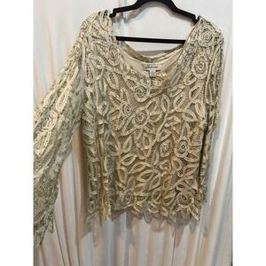 Soulmates Lace Top Women's 1X Long Sleeve Elegant Party Evening Blouse‎